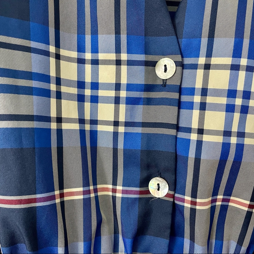 Zara blue tartan plaid puff sleeve midi dress size small - Picture 4 of 7